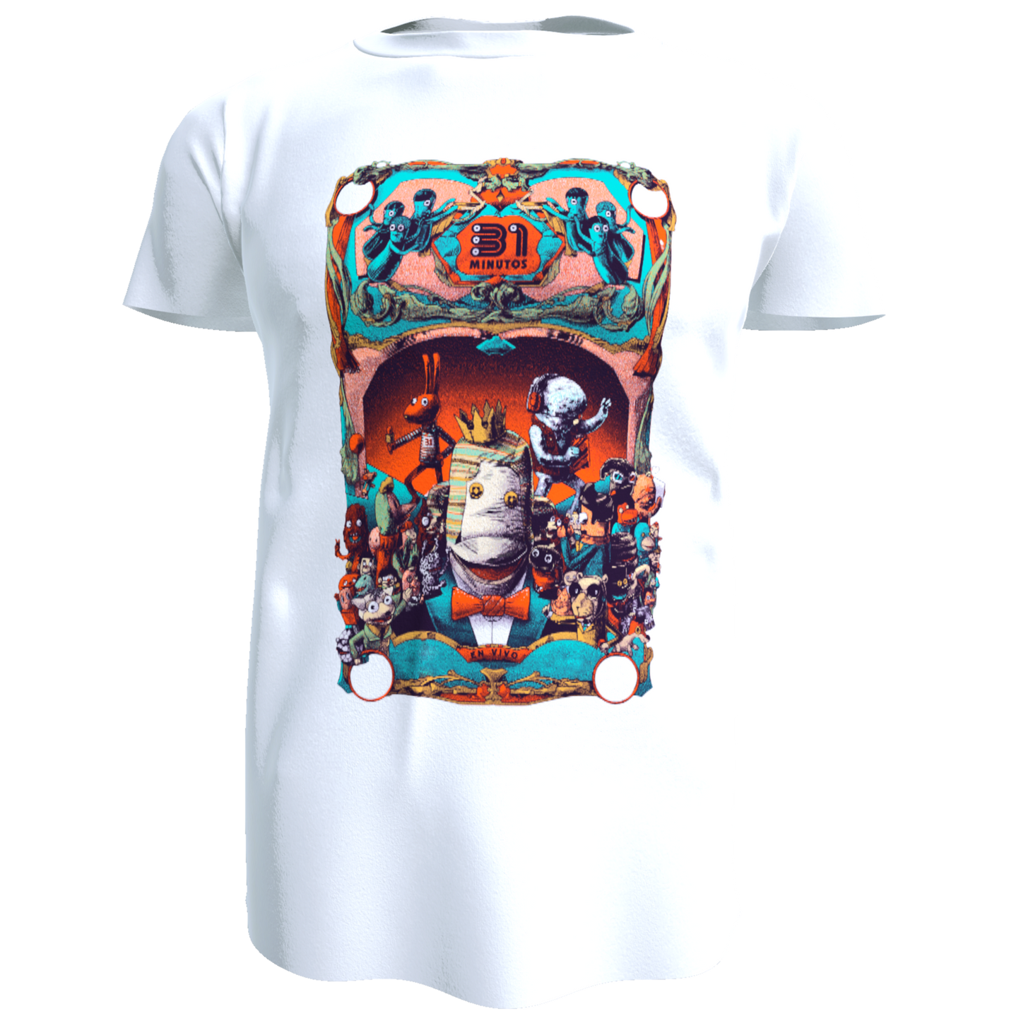 Polera 31 Minutos (Personajes Poster) Blanco (100% algodón)