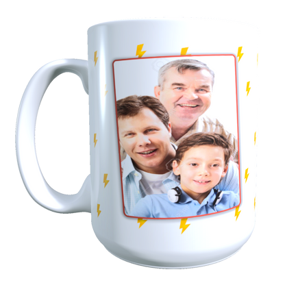 Taza Personalizada GRANDE 15 ONZAS con Foto, Dia del Padre Frase SUPER ABUELO