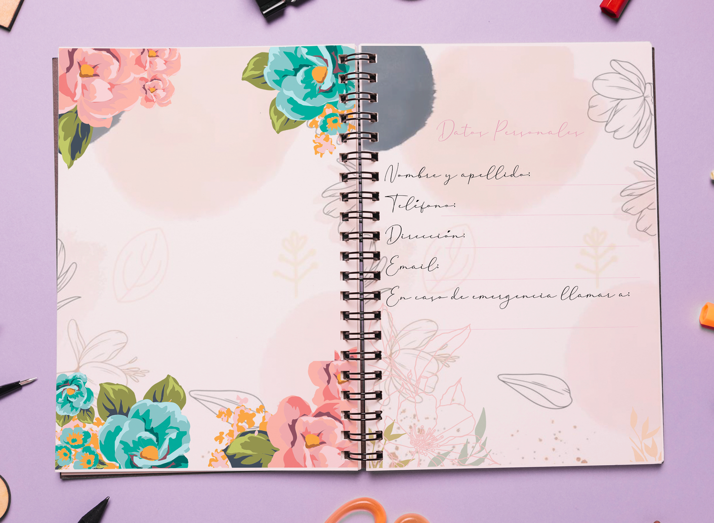 Agenda Dia de la madre, Planner Anual 21x15cm Sin Fecha