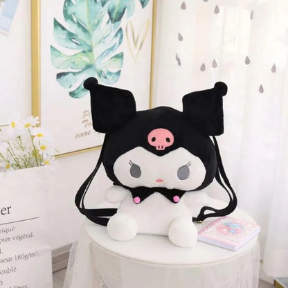 Peluche MOCHILA INFANTIL KUROMI Sanrio (33cm), Con Bolsillo y CIerre