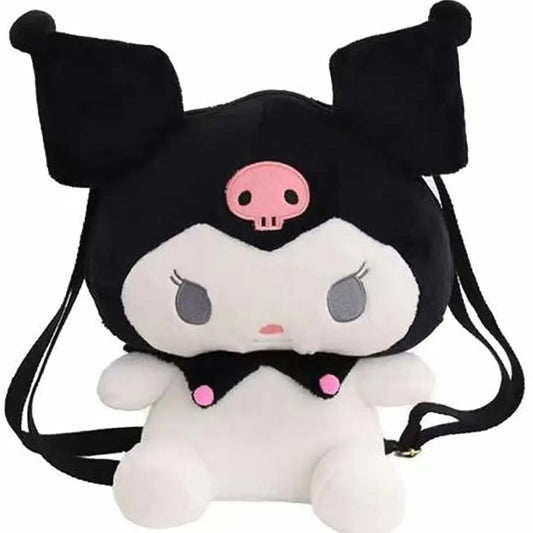 Peluche MOCHILA INFANTIL KUROMI Sanrio (33cm), Con Bolsillo y CIerre