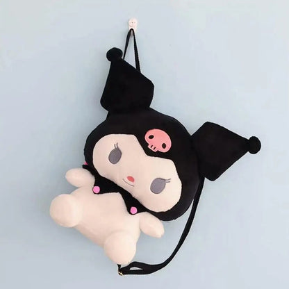 Peluche MOCHILA INFANTIL KUROMI Sanrio (33cm), Con Bolsillo y CIerre