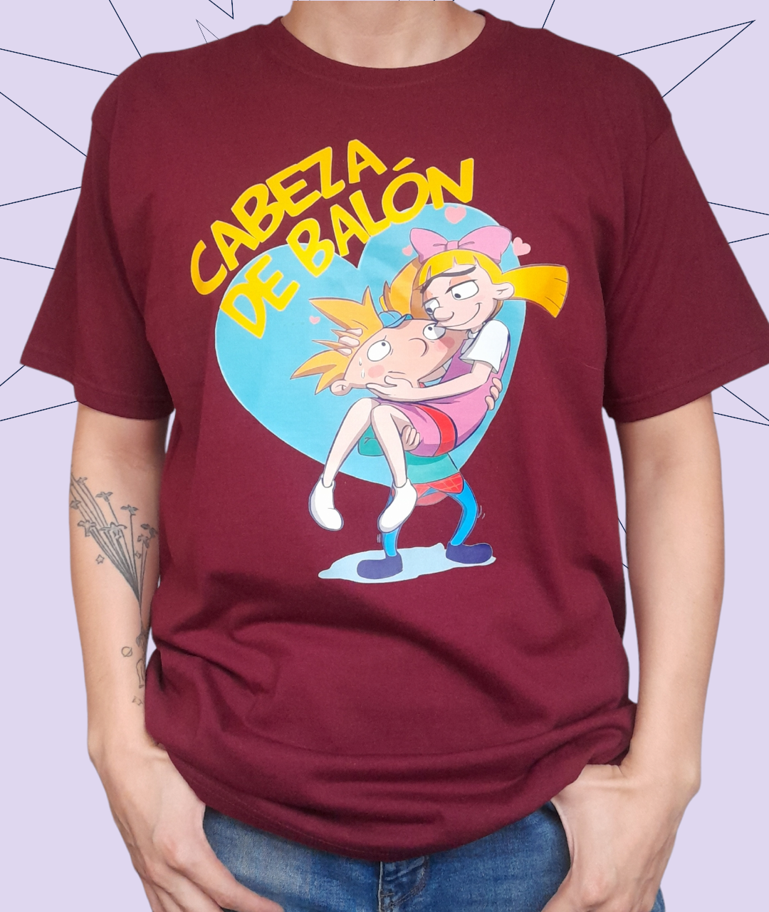 Polera Arnold y Helga G Pataki - Hey Arnold / Cabeza de Balón (100% Algodón)