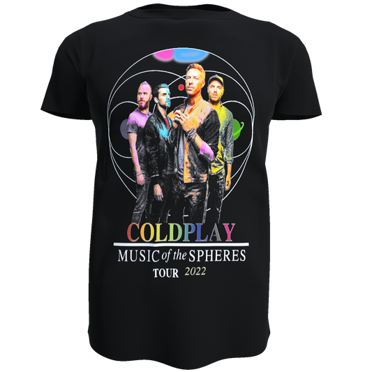 Polera Negra Diseño Coldplay- Music of the Spheres (100% Algodón)